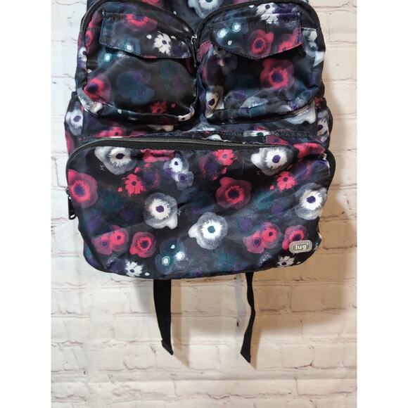 Lug Packable Puddle Jumper Backpack Water Color Black Floral Travel - Picture 3 of 8